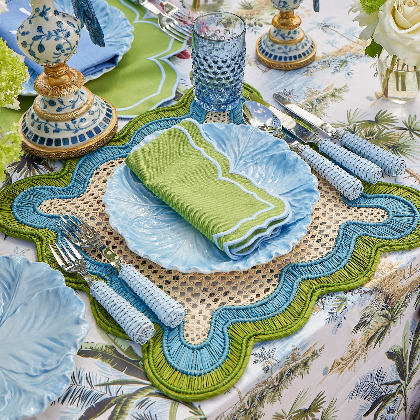 Green Fleur Napkins (Set of 4)