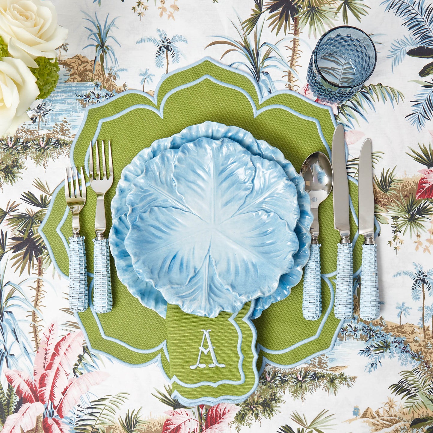 Green Fleur Napkins (Set of 4)