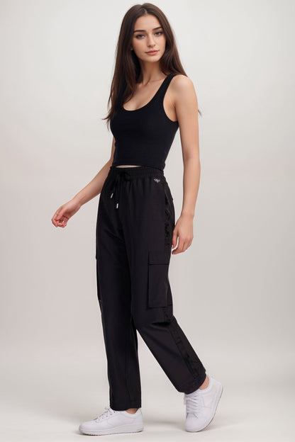 Johnny Was Bee Active Black Cargo Straight Leg Track Pant A7424-O