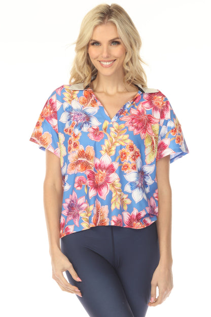 Johnny Was Bee Active Leilah Boxy Polo Tee A0125-1