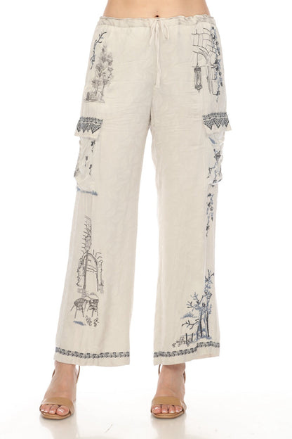 Johnny Was Biya Embroidered Bekki Cargo Pants B68024 *