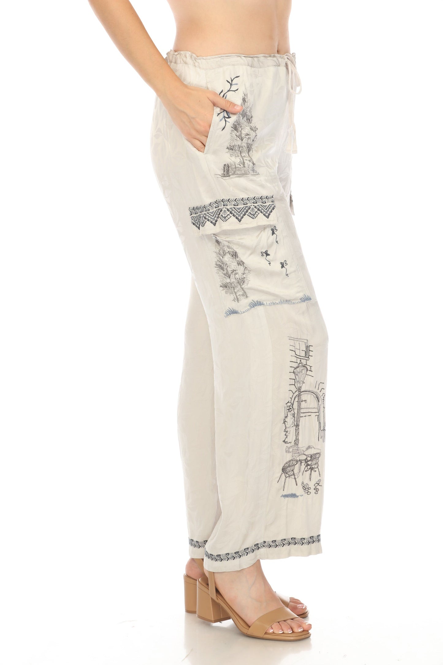 Johnny Was Biya Embroidered Bekki Cargo Pants B68024 *