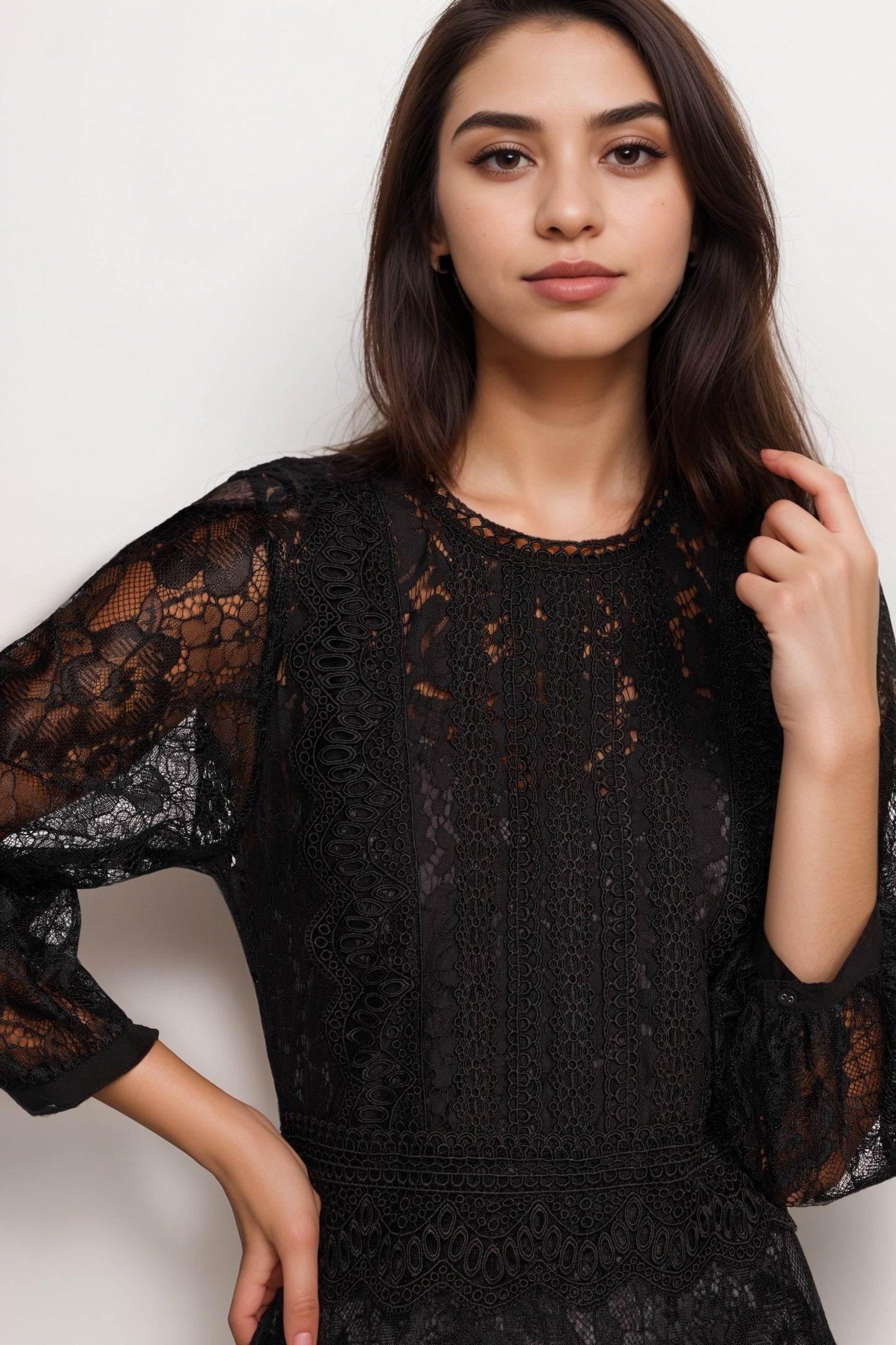 Johnny Was Biya Black Thea Lace Dress B33724-O