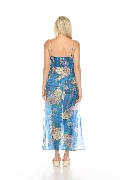 Johnny Was Blue Dove Back Tie Strappy Maxi Dress CSW5423-N
