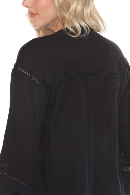 Johnny Was Calme Button Down Blouse with Sleeve Darts O21056