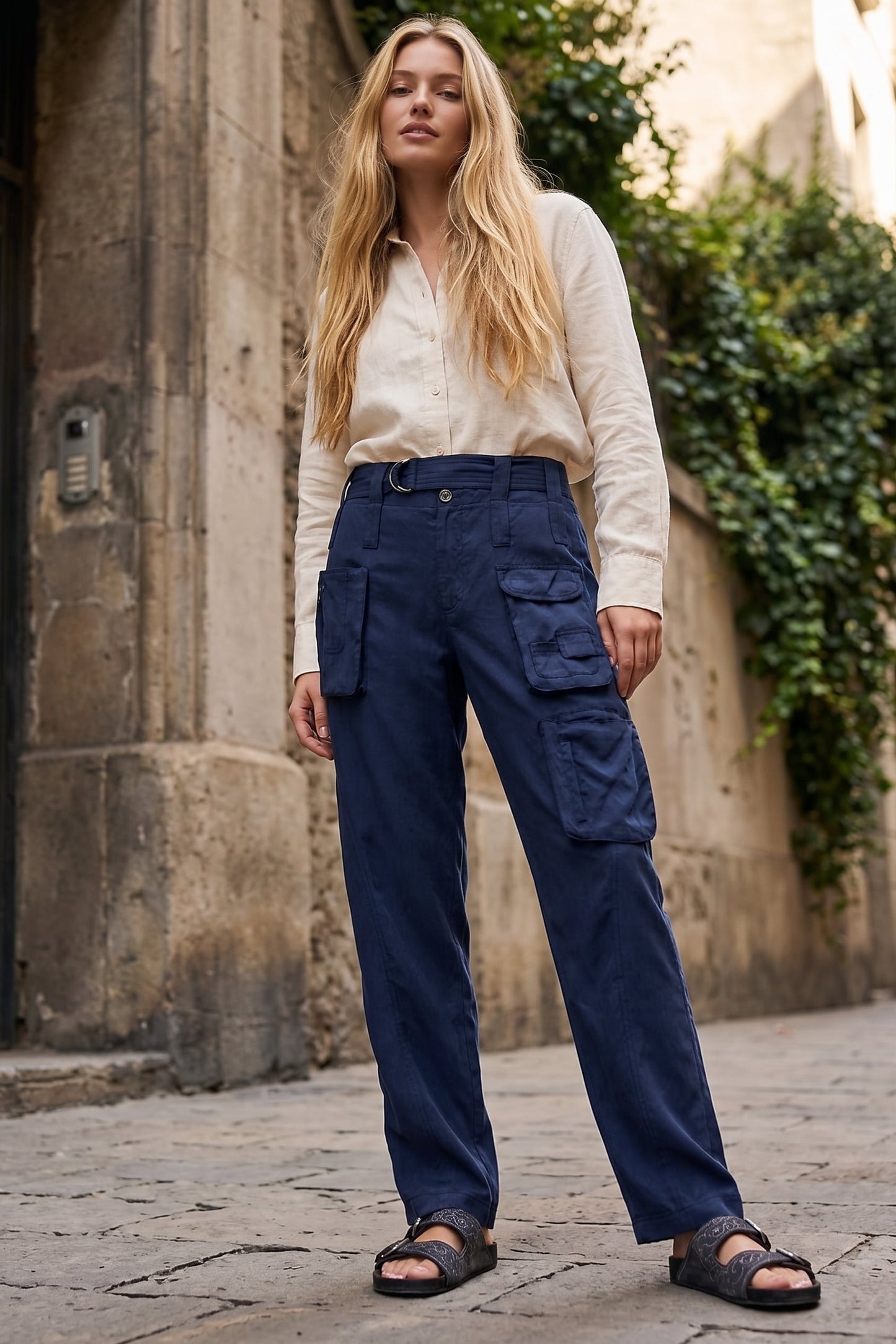 Johnny Was Calme Blue Nights Hailey Cargo Pant O60425-9