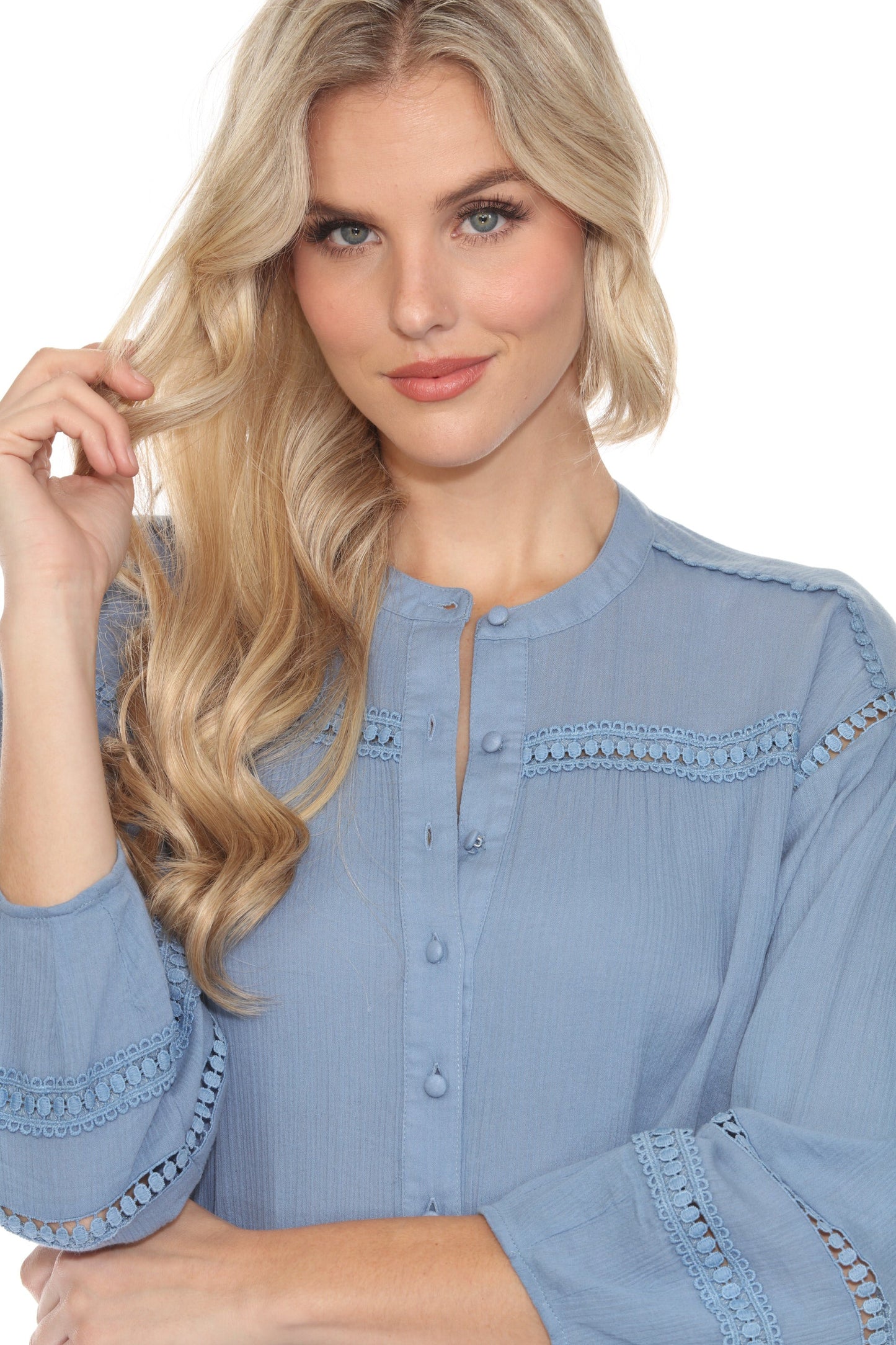 Johnny Was Calme Button Down Blouse with Sleeve Darts O21056