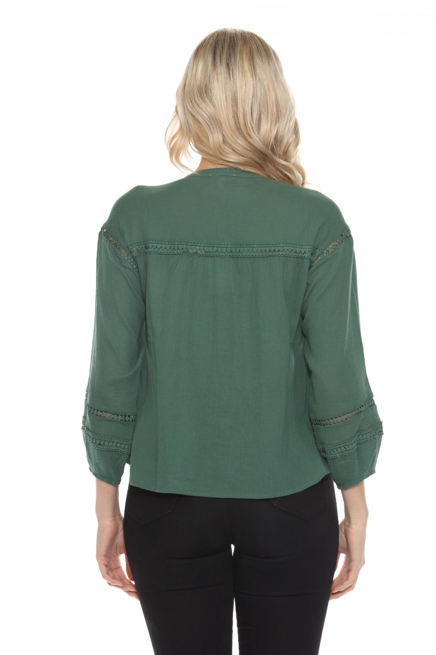 Johnny Was Calme Button Down Blouse with Sleeve Darts O21056