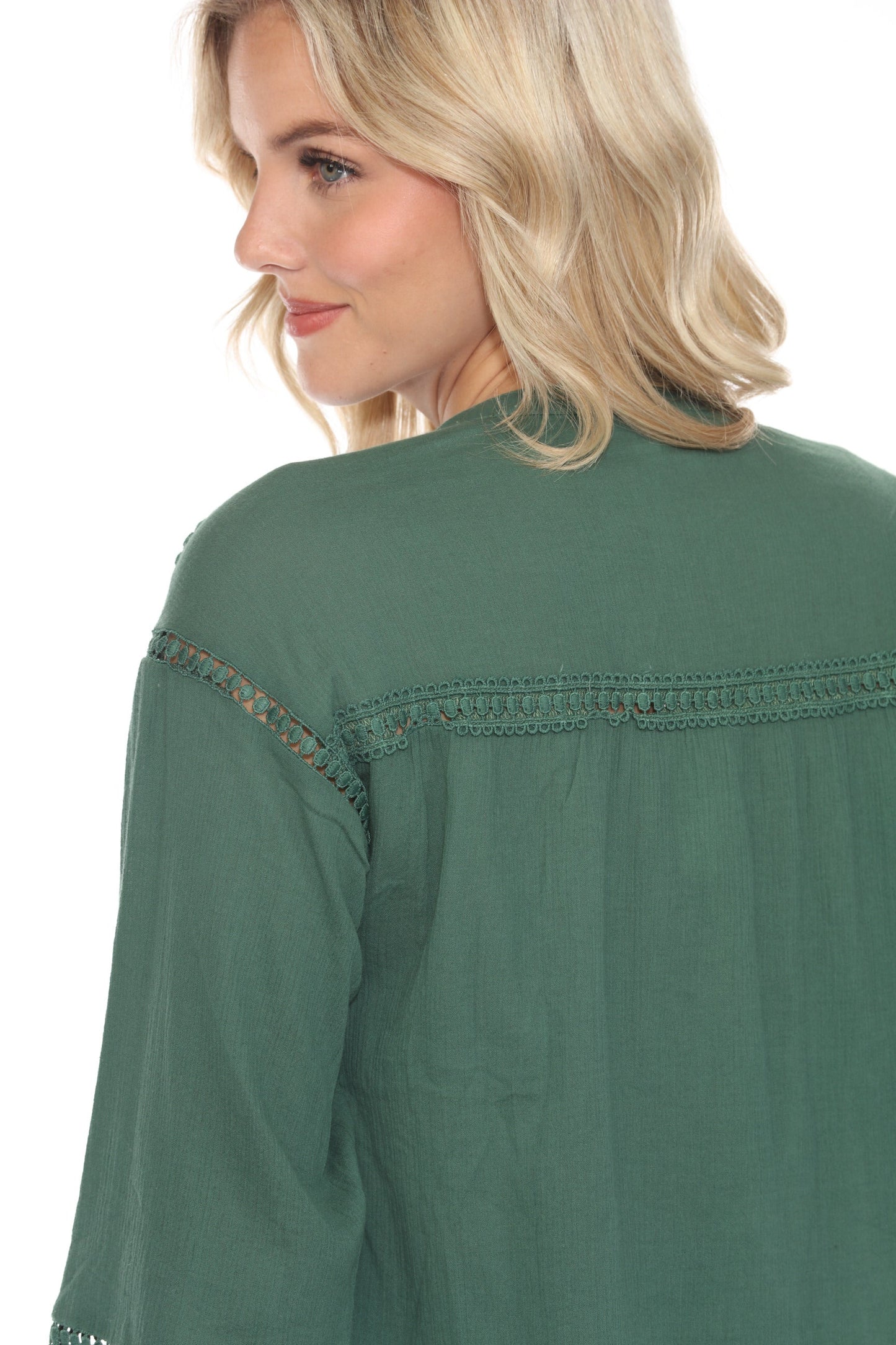 Johnny Was Calme Button Down Blouse with Sleeve Darts O21056