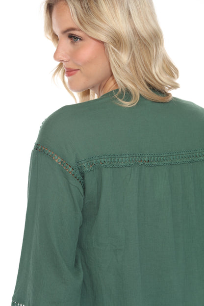 Johnny Was Calme Button Down Blouse with Sleeve Darts O21056