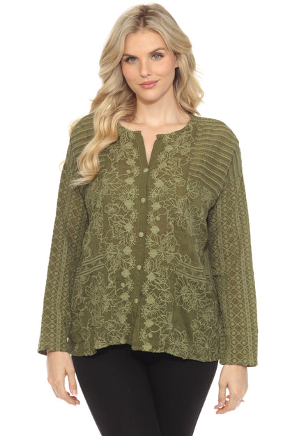 Johnny Was Martin Retreat Button Down Top C15423 *