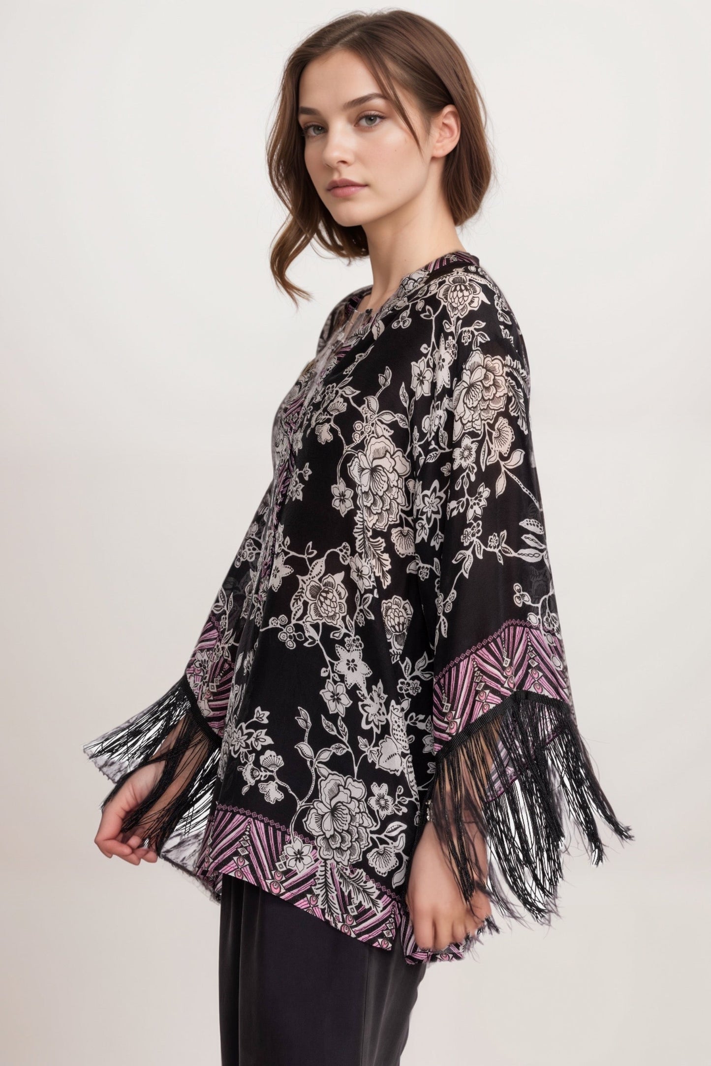 Johnny Was Black Edina Fringe Blouse C19624-6