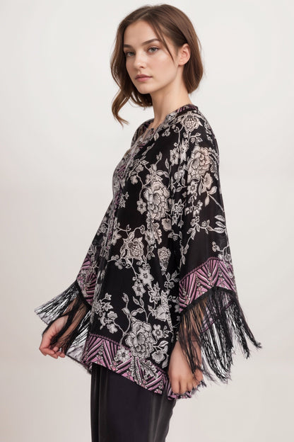 Johnny Was Black Edina Fringe Blouse C19624-6