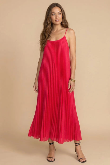 Johnny Was Jade Pink Tye Pleated Maxi Dress L38724
