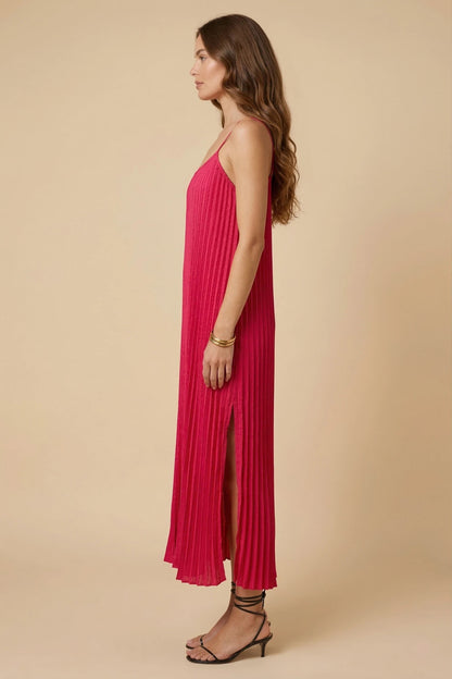 Johnny Was Jade Pink Tye Pleated Maxi Dress L38724