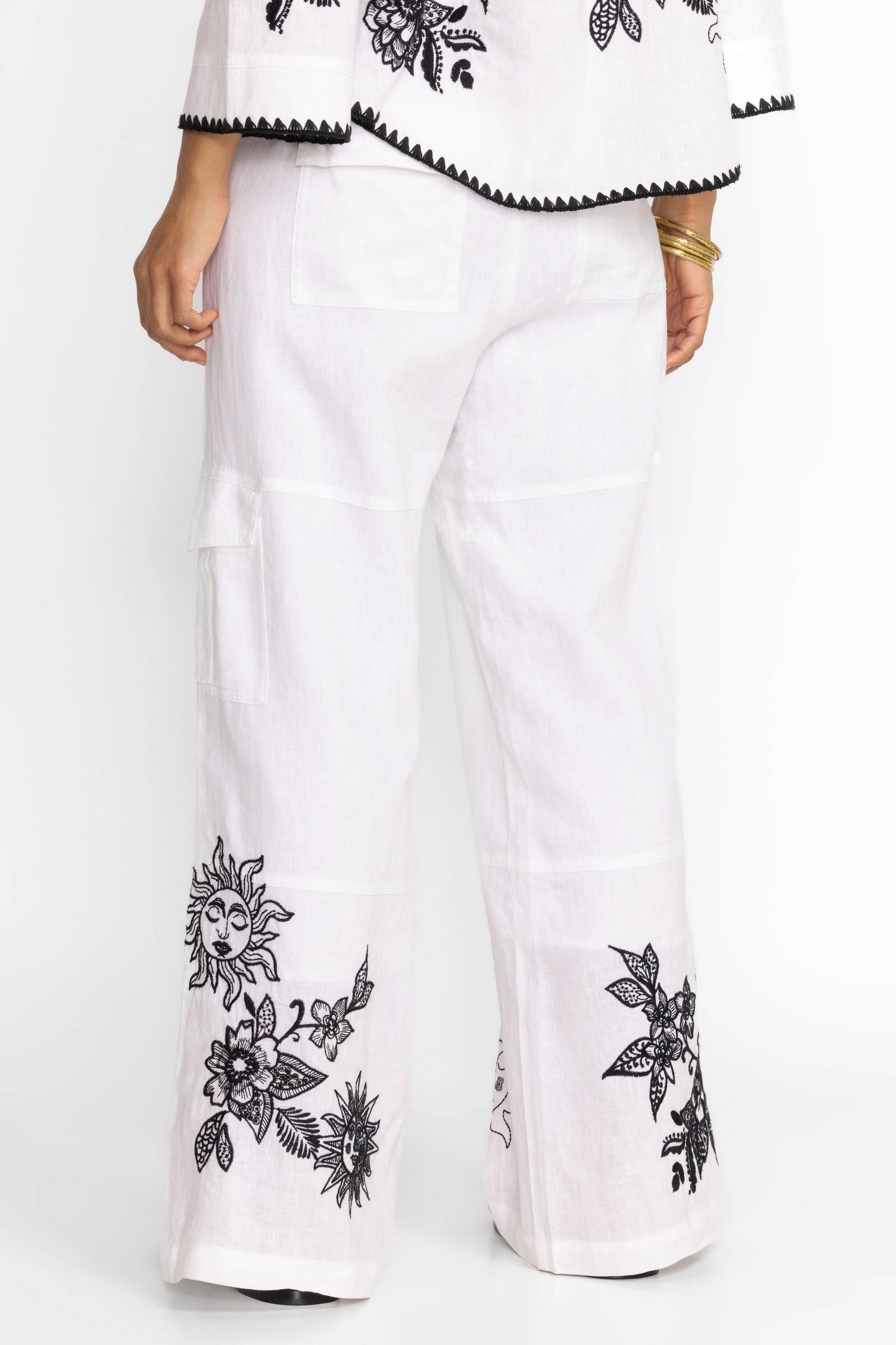 Johnny Was JWLA White Addison Drawstring Wide Leg Pant J69823-E