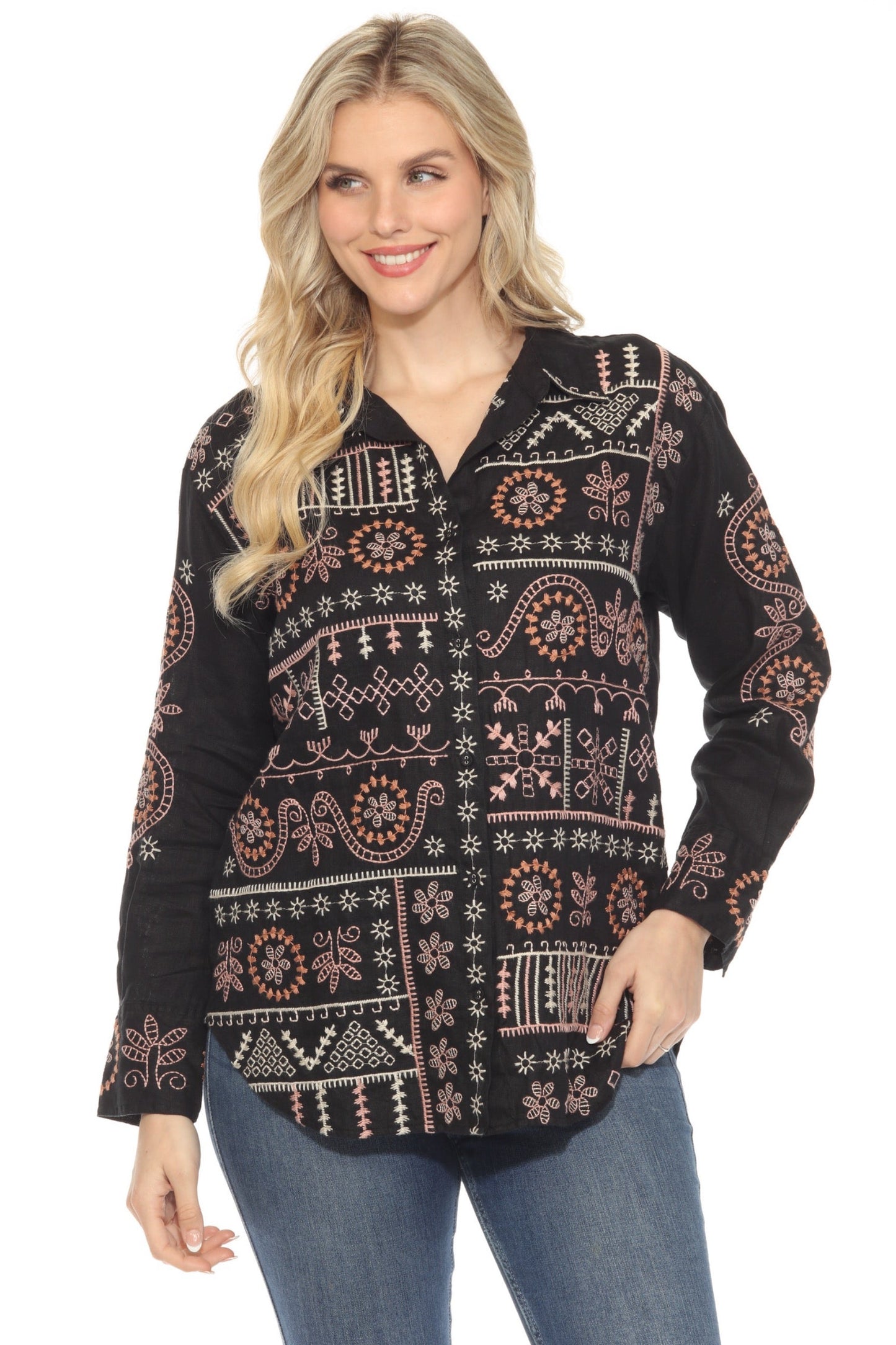 Johnny Was JWLA Faye Relaxed Linen Shirt J13024-1 *
