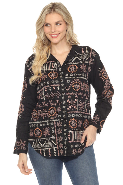 Johnny Was JWLA Faye Relaxed Linen Shirt J13024-1 *