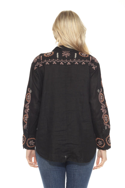 Johnny Was JWLA Faye Relaxed Linen Shirt J13024-1 *