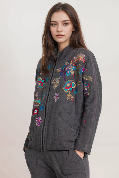 Johnny Was JWLA Grey Ethal Dolman Quilted Jacket J42624-E *