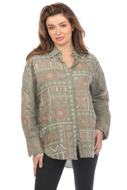Johnny Was JWLA Faye Relaxed Linen Shirt J13024-1 *
