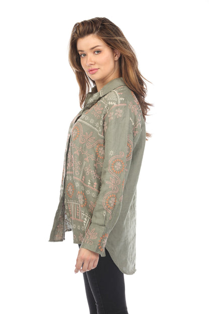 Johnny Was JWLA Faye Relaxed Linen Shirt J13024-1 *