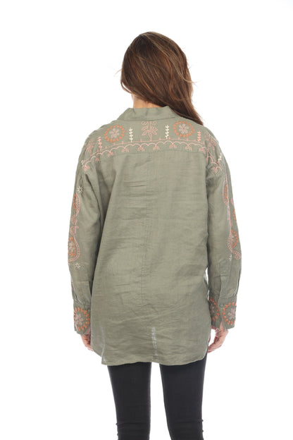 Johnny Was JWLA Faye Relaxed Linen Shirt J13024-1 *