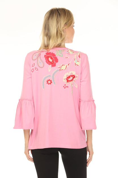 Johnny Was JWLA Freyde Ruffle Sleeve T-Shirt J10525-1 *