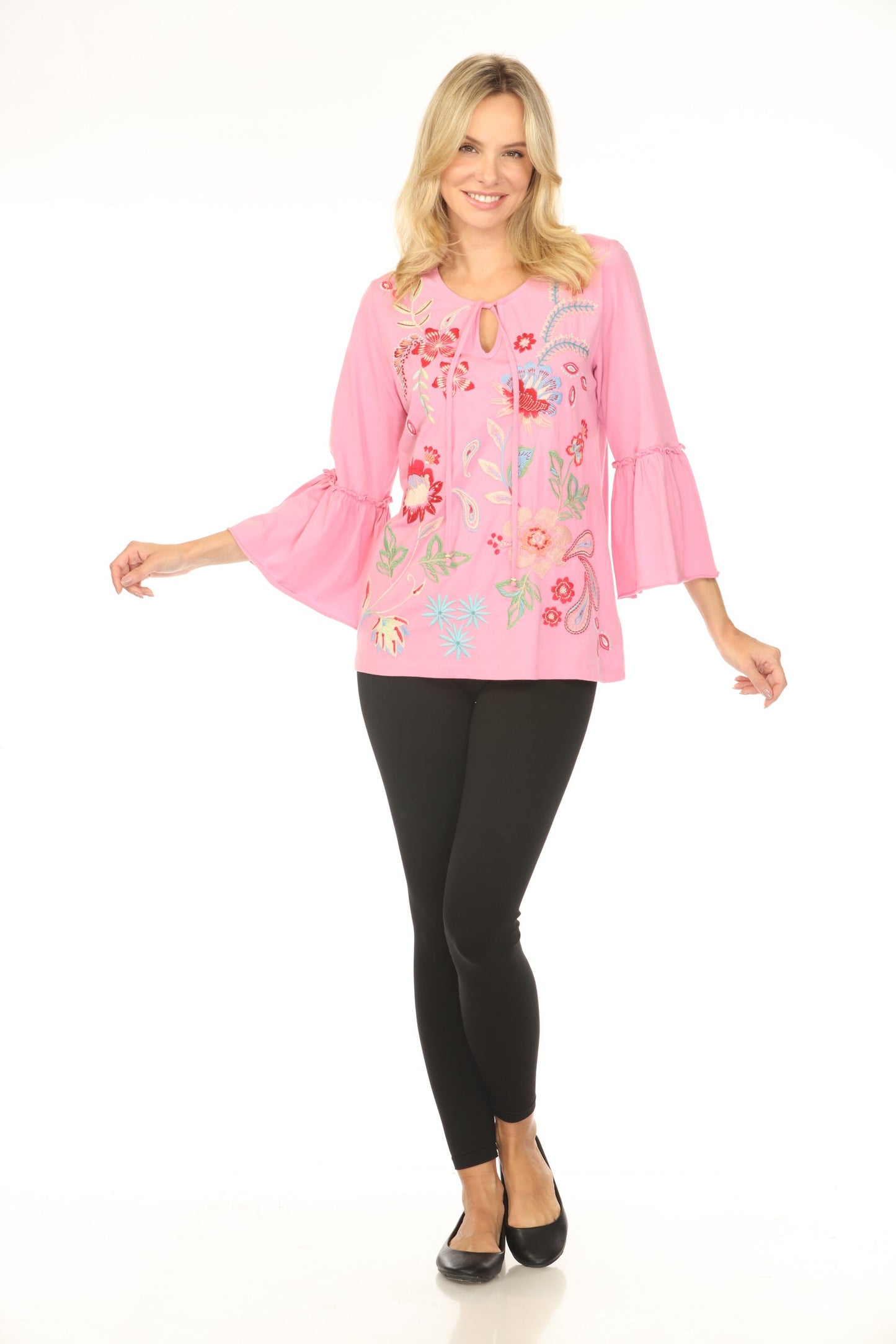 Johnny Was JWLA Freyde Ruffle Sleeve T-Shirt J10525-1 *