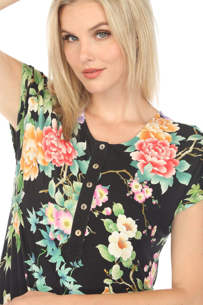 Johnny Was Le Jardin Henley Midi Dress T36124