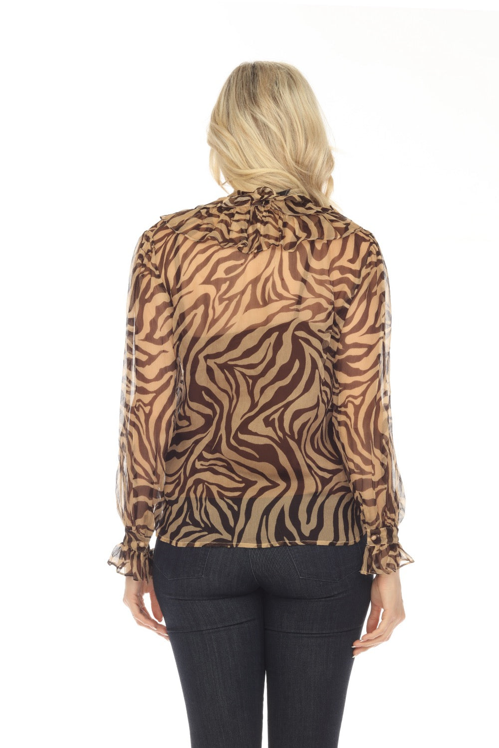 Johnny Was Love Golden Days Silk Animal Print Blouse Boho Chic L11323