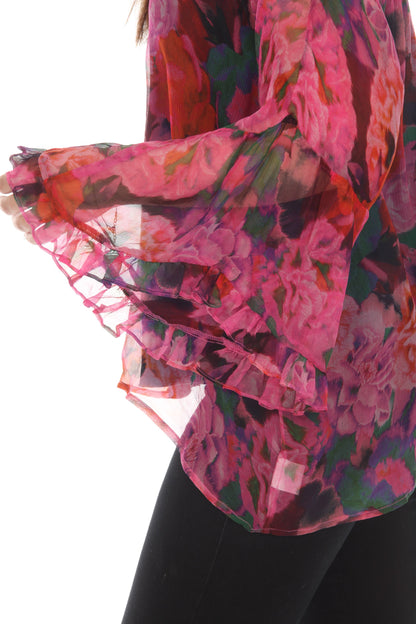 Johnny Was Jade Lars Silk Floral Button-Down Shirt L12322-O