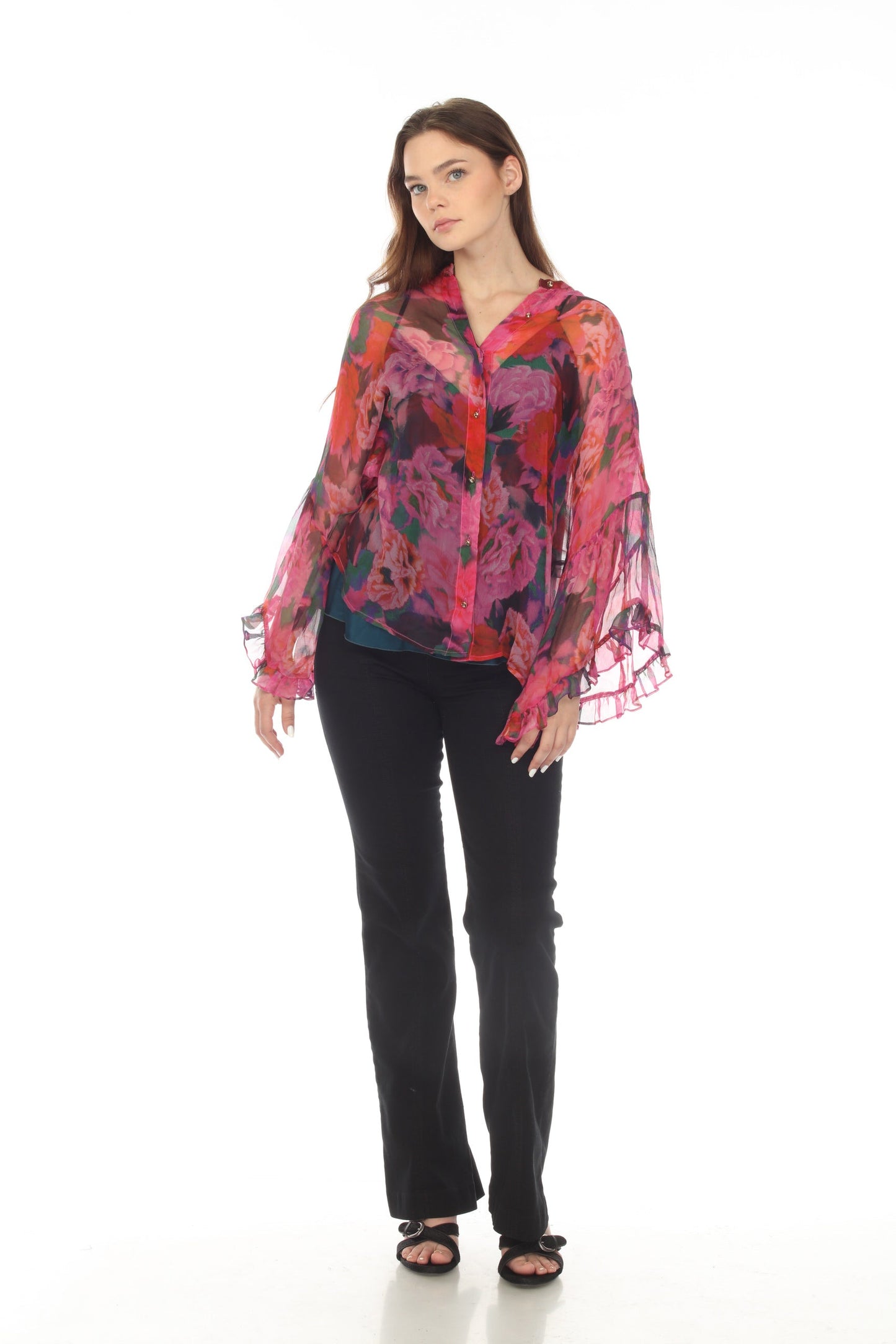 Johnny Was Jade Lars Silk Floral Button-Down Shirt L12322-O