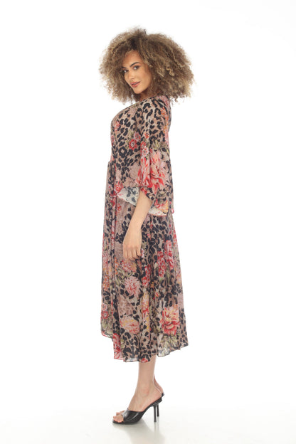 Johnny Was Love Melissa Floral Animal Print Midi Dress L39522