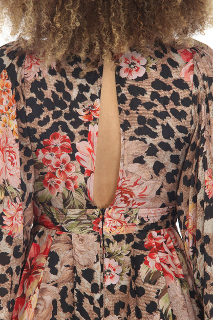 Johnny Was Love Melissa Floral Animal Print Midi Dress L39522