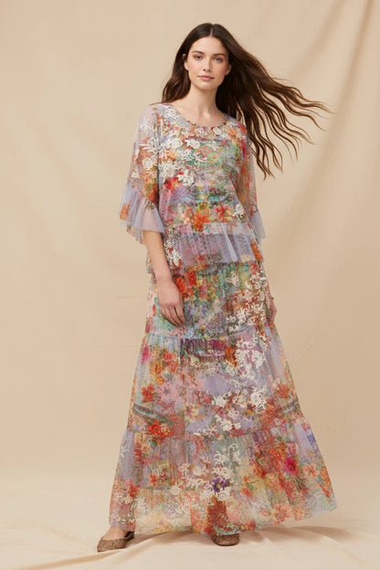Johnny Was Mae Floral Mesh Top C15925-6