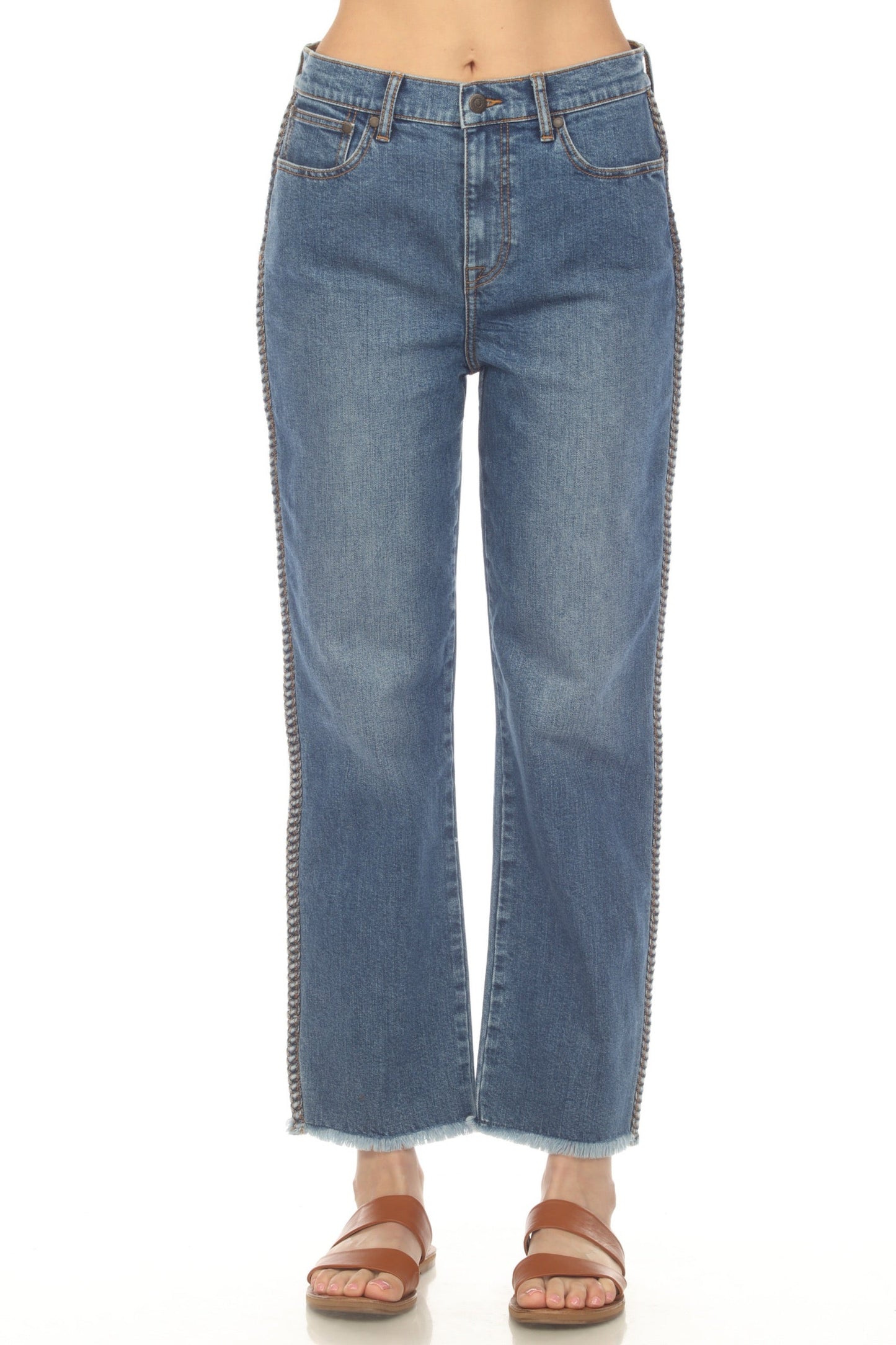 Johnny Was Denim Blue The Braided Straight Leg Jean JWD1130