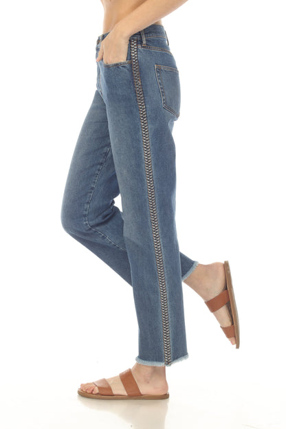 Johnny Was Denim Blue The Braided Straight Leg Jean JWD1130