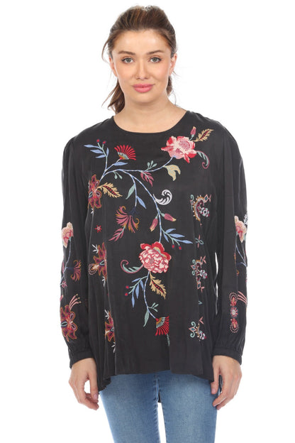 Johnny Was Workshop Garnet High Neck Blouse Boho Chic W14923