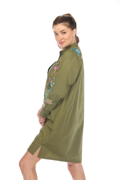 Johnny Was Workshop Gabriella Tuxedo Yoke Shirt Dress W32423-E *