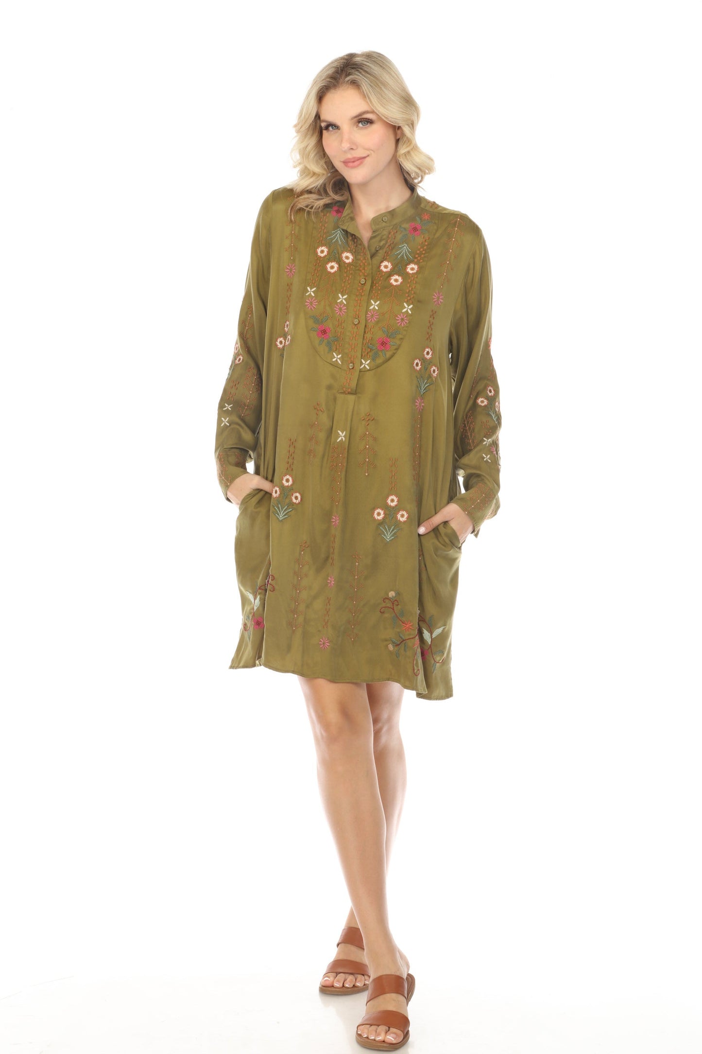 Johnny Was Workshop Vivana Embroidered Shirt Dress W27823