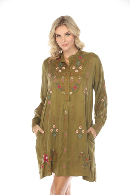 Johnny Was Workshop Vivana Embroidered Shirt Dress W27823