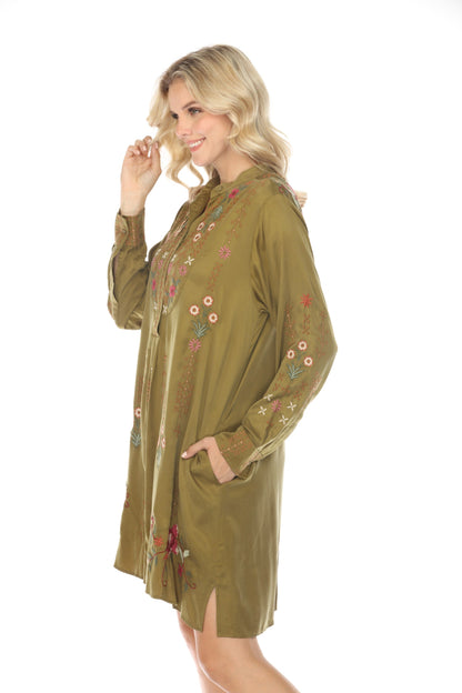 Johnny Was Workshop Vivana Embroidered Shirt Dress W27823
