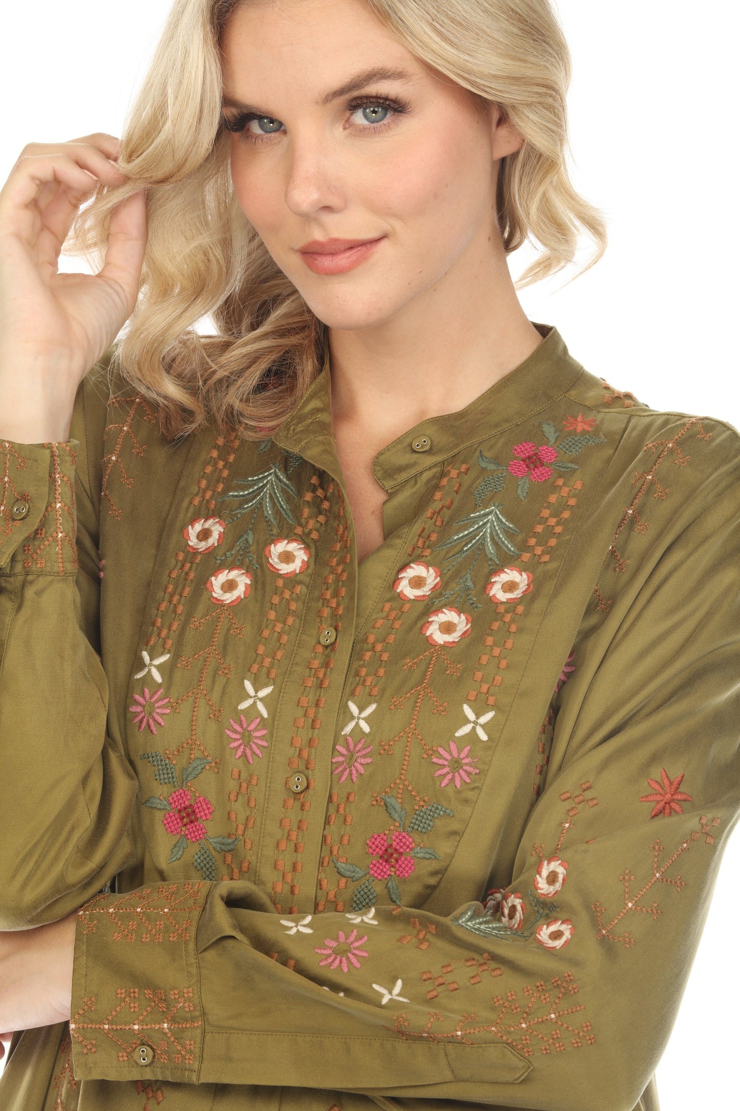 Johnny Was Workshop Vivana Embroidered Shirt Dress W27823