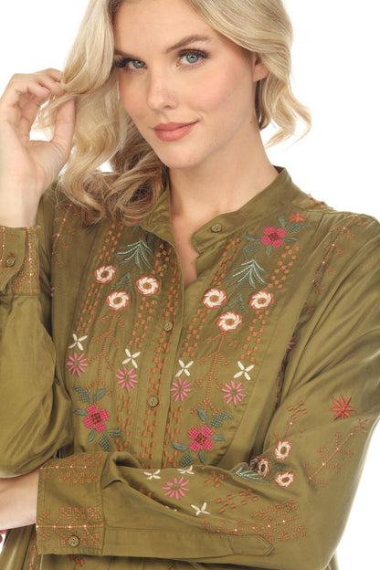 Johnny Was Workshop Vivana Embroidered Shirt Dress W27823