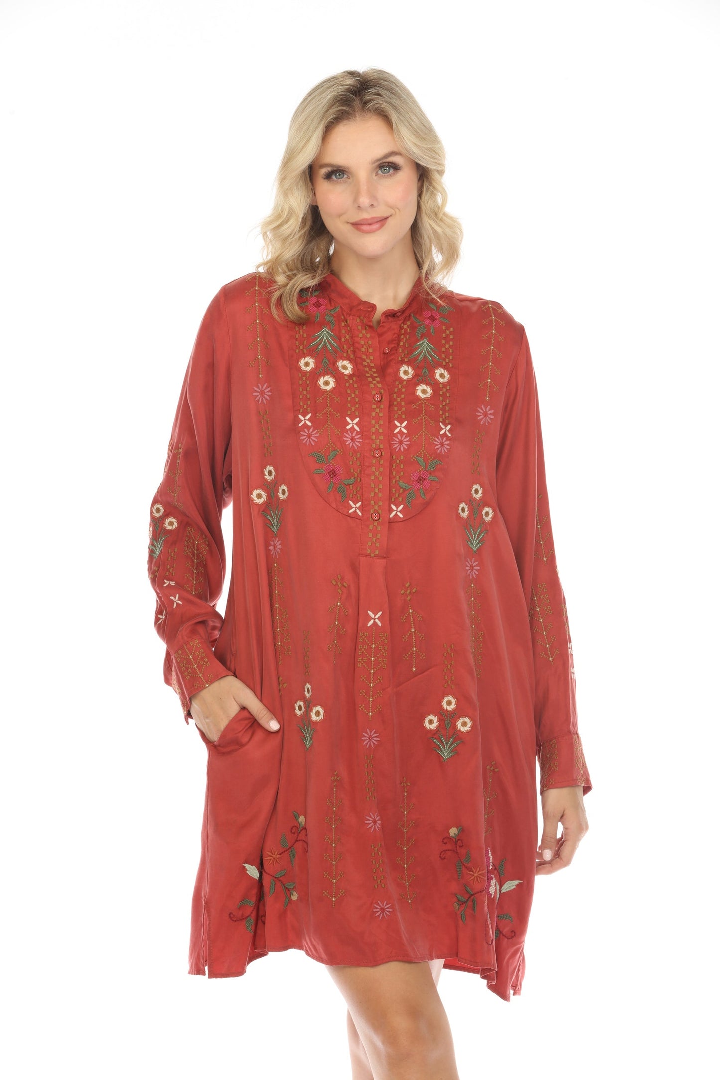 Johnny Was Workshop Vivana Embroidered Shirt Dress W27823