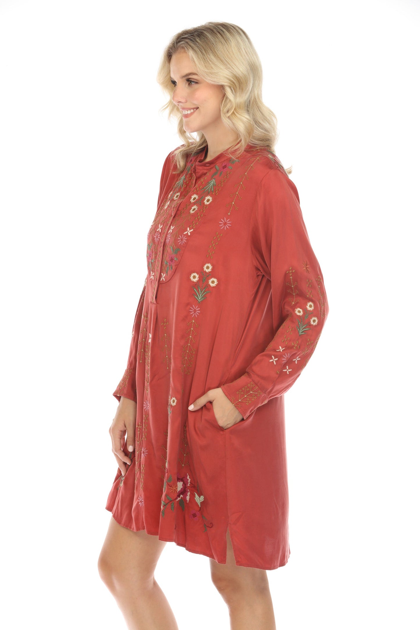 Johnny Was Workshop Vivana Embroidered Shirt Dress W27823