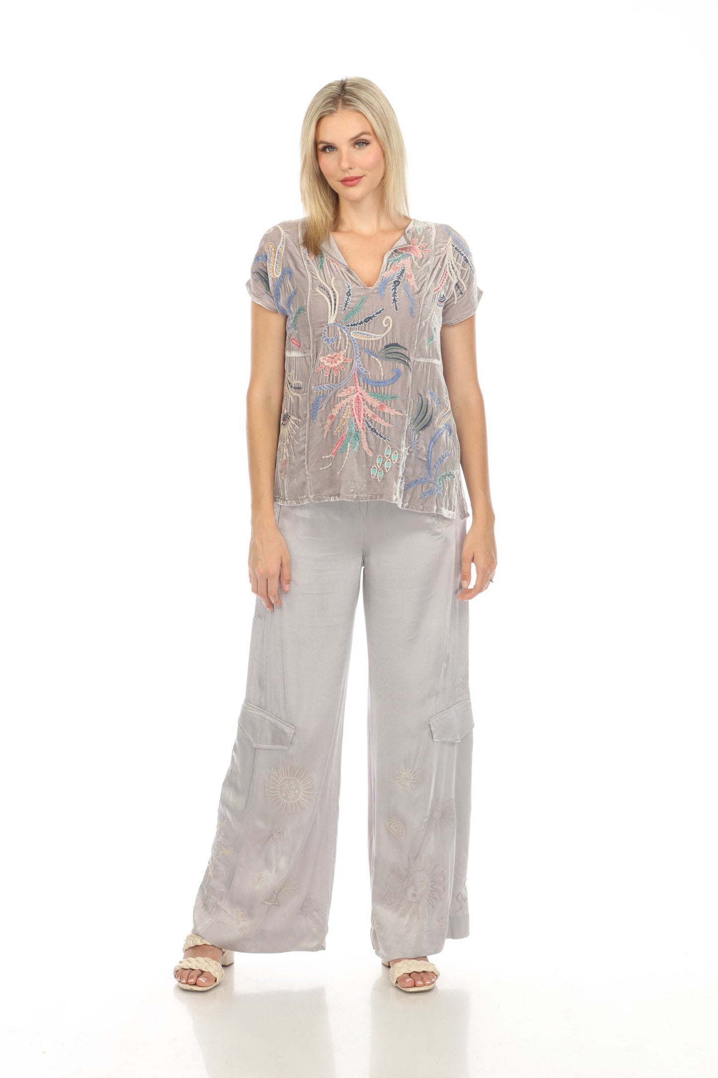 Johnny Was Workshop Estrella Wide Leg Cargo Pants Boho Chic W60723 *
