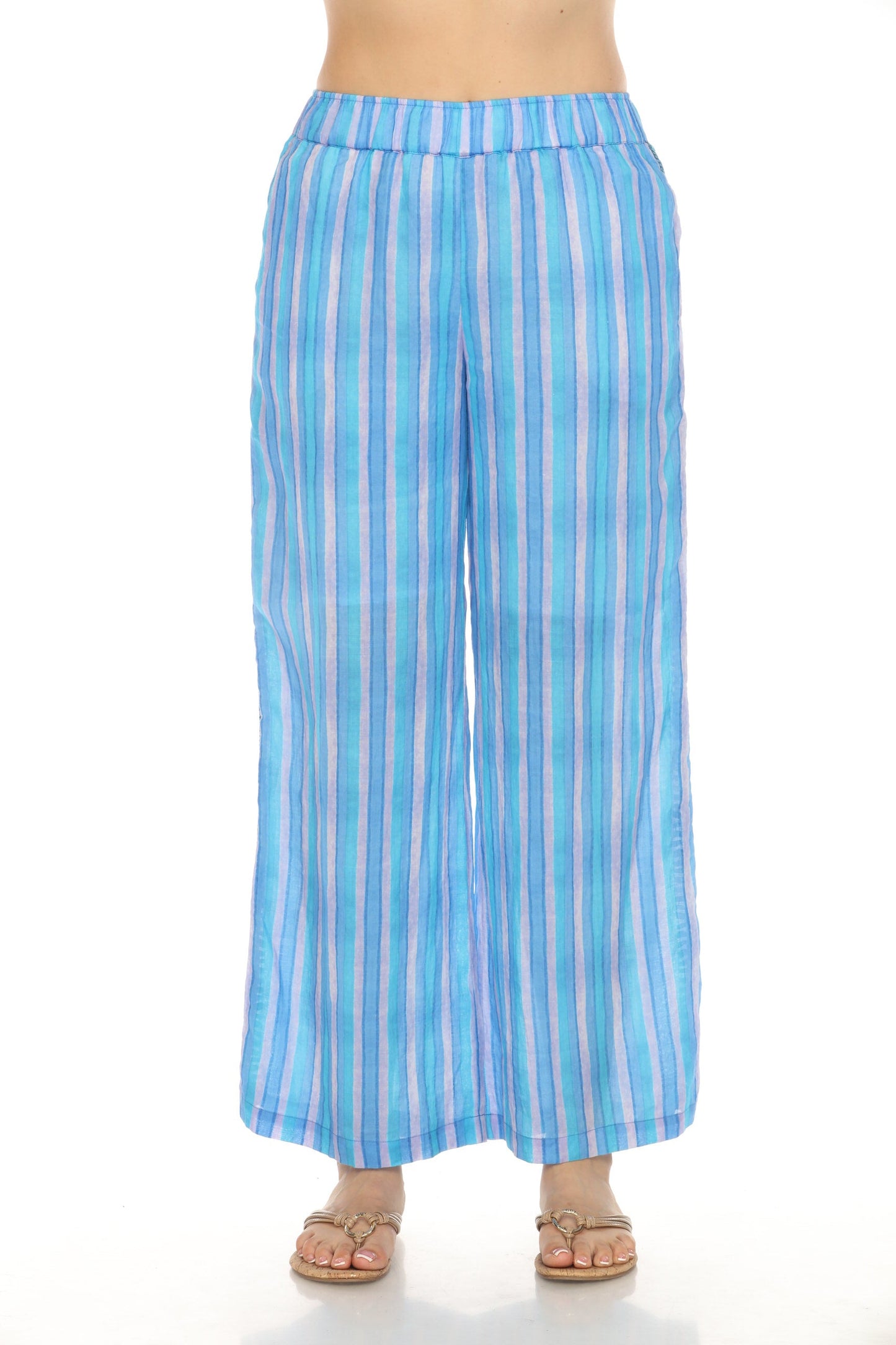 Johnny Was Workshop Striped Wide Leg Pants W61324