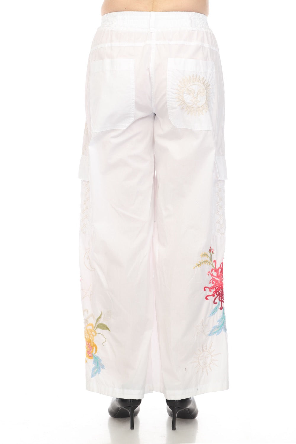 Johnny Was Workshop Malory Drawstring Hem Cargo Pants Boho Chic W61624 *